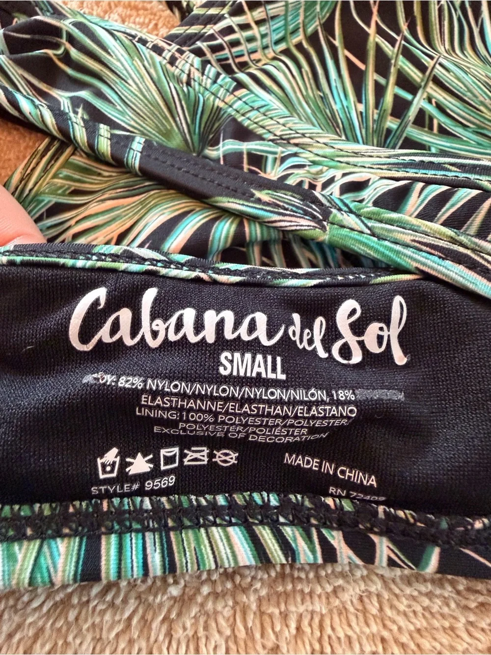 Cabana del Sol Tropical Palm Print Bikini Set – Size Small